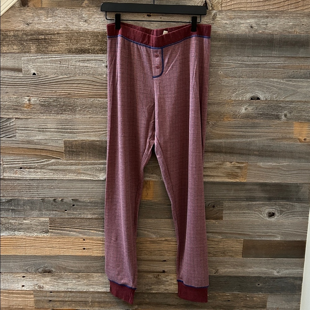 Free People Chill Evening Knit Pajama Set in Burgundy Wild Ginger Combo Large - Picture 3 of 9